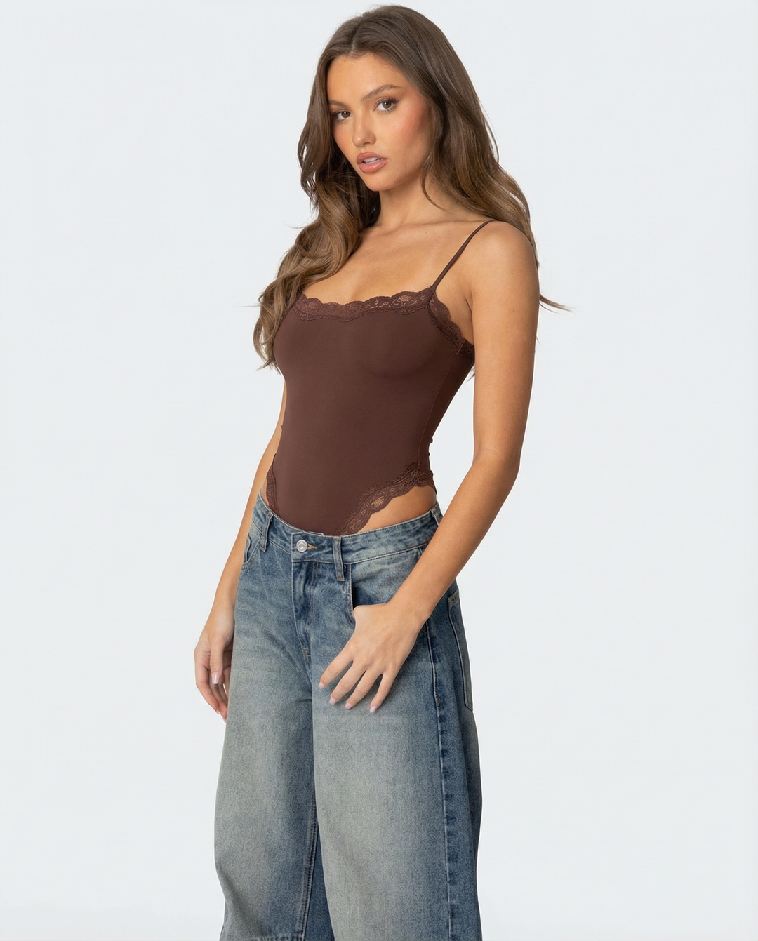 Yüksek Bel Dantel Bebek Bodysuit Bluz