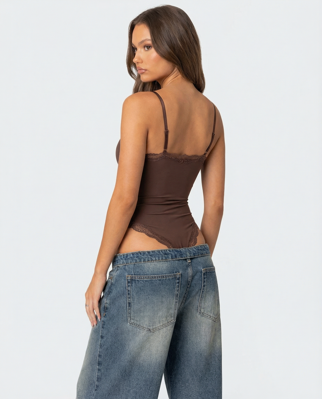 Yüksek Bel Dantel Bebek Bodysuit Bluz