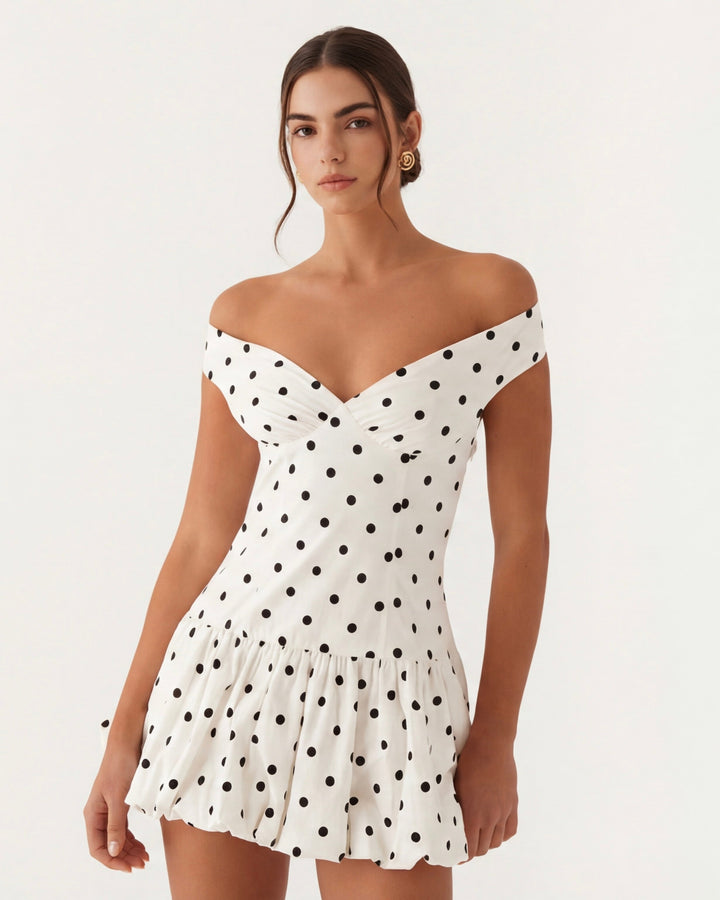 Polka Desenli Mini Elbise