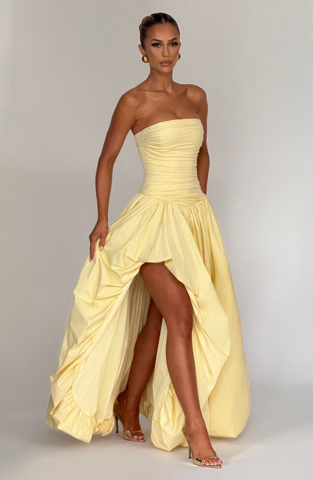 Limon Renkli Jillian Maxi Elbise