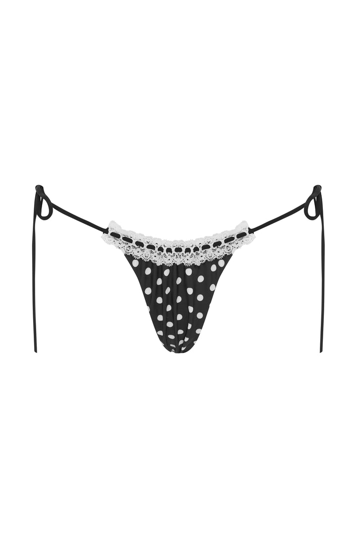 Yüksek Bel Siyah Beyaz Puantiye Bikini Takımı