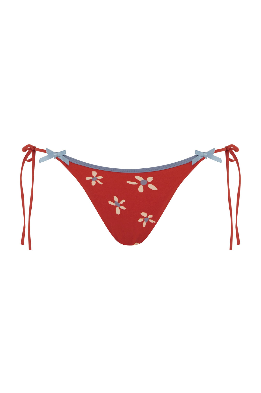 Yüksek Bel Kırmızı Çiçekli Juni Bikini Takımı