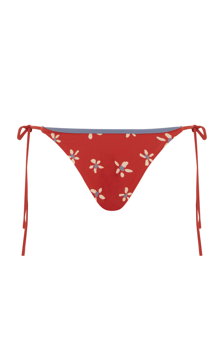 Yüksek Bel Kırmızı Çiçekli Juni Bikini Takımı