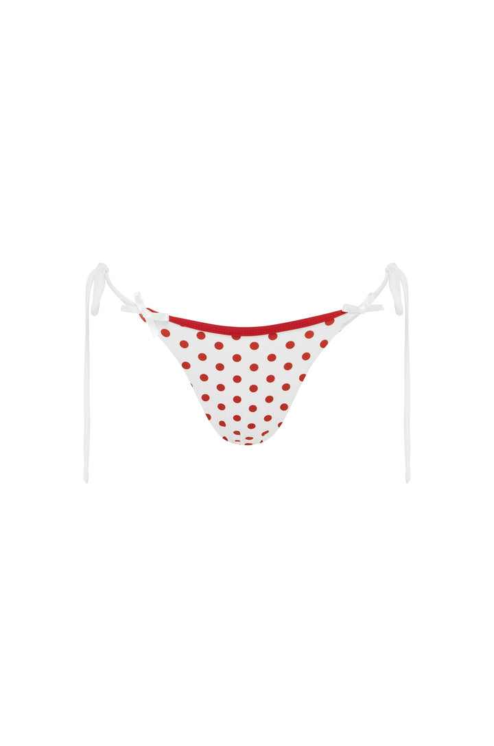 Yüksek Bel Kırmızı/Beyaz Puantiye Bikini Takımı