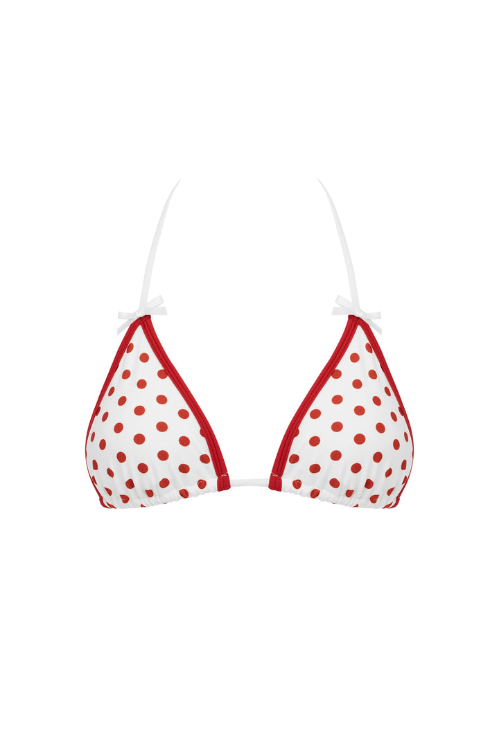 Yüksek Bel Kırmızı/Beyaz Puantiye Bikini Takımı