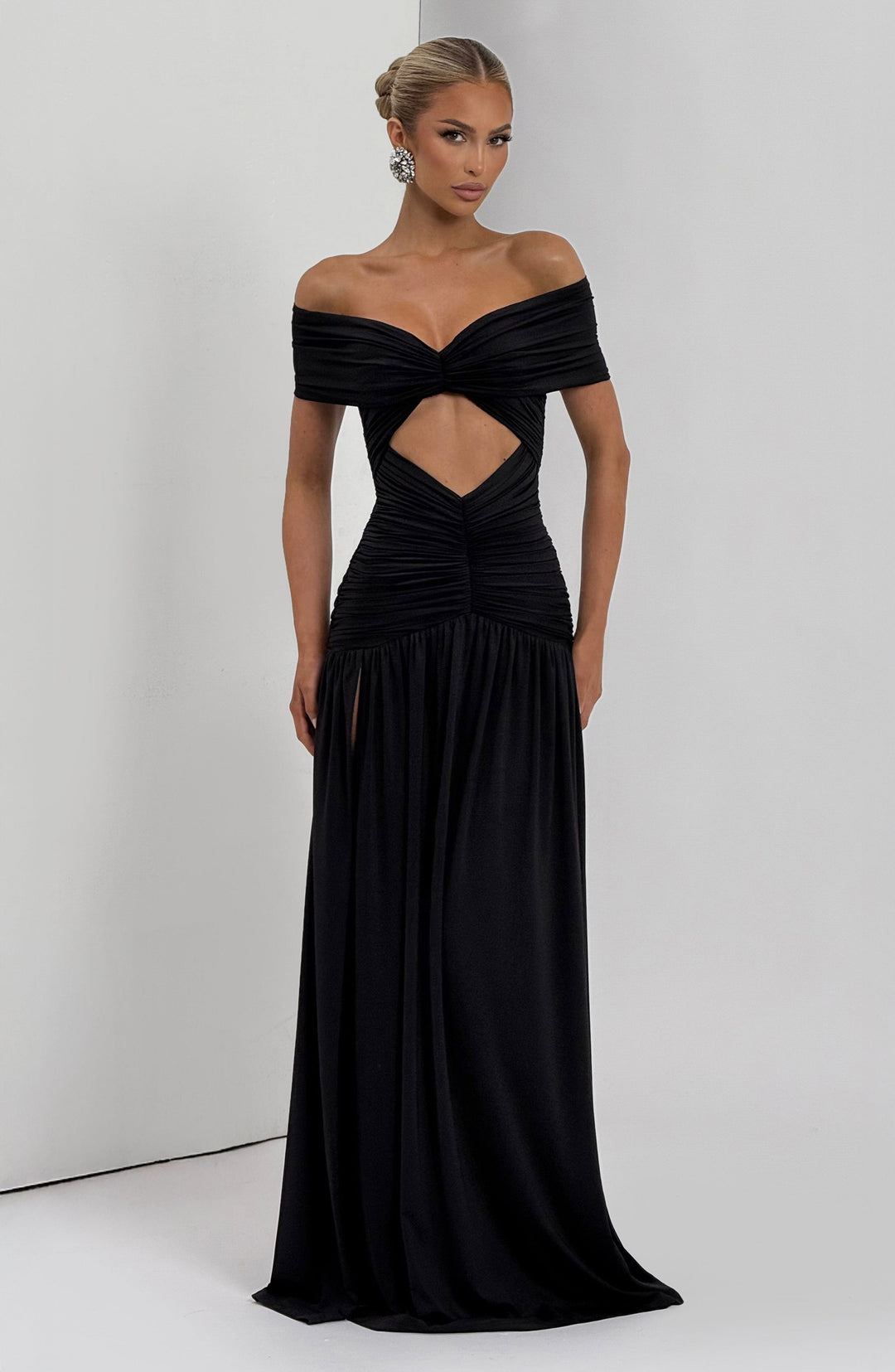 Yüksek Bel Siyah Kathryn Maxi Elbise