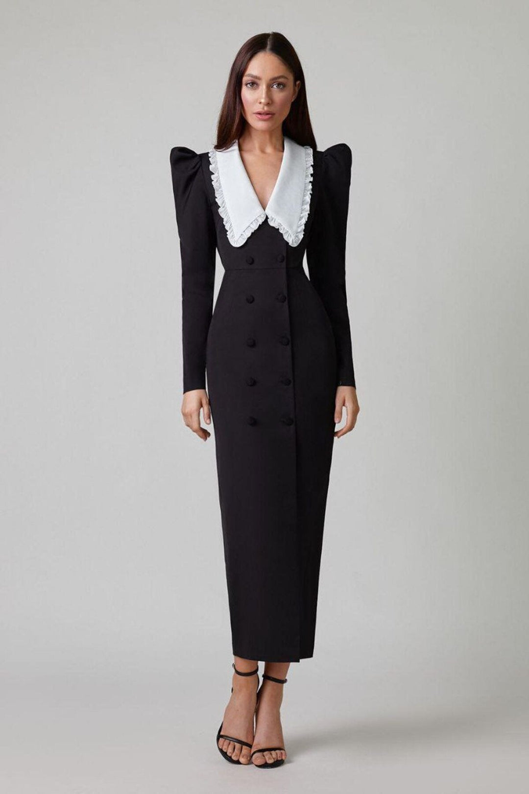 Kathy Peter Pan Yaka Modern Midi Elbise