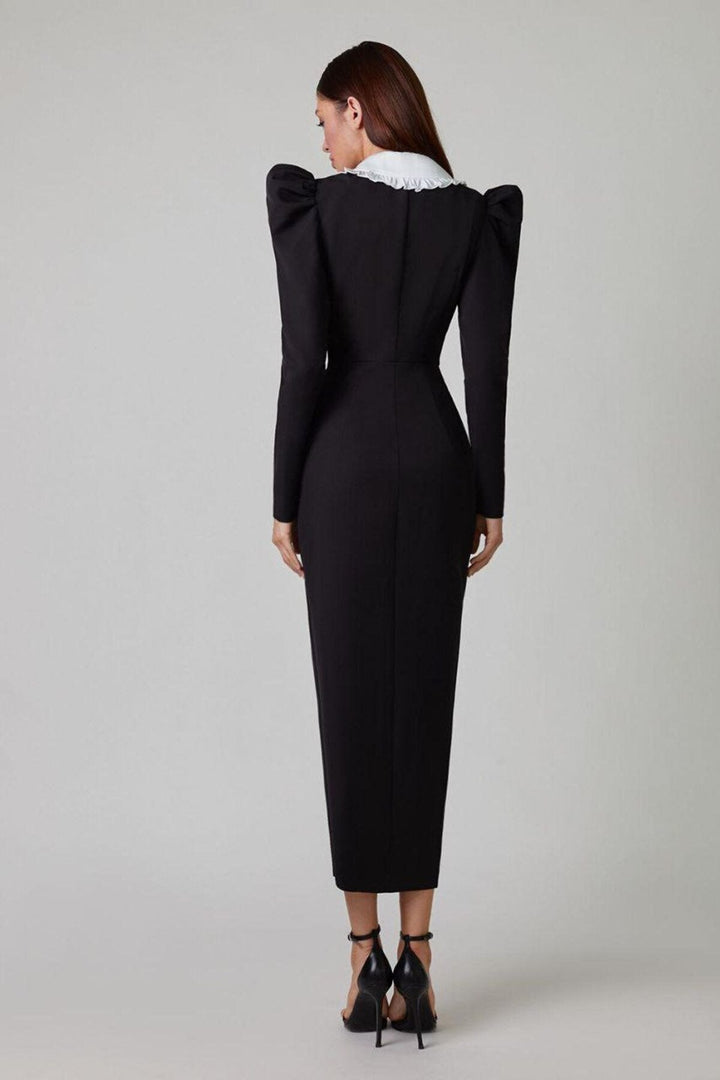 Kathy Peter Pan Yaka Modern Midi Elbise