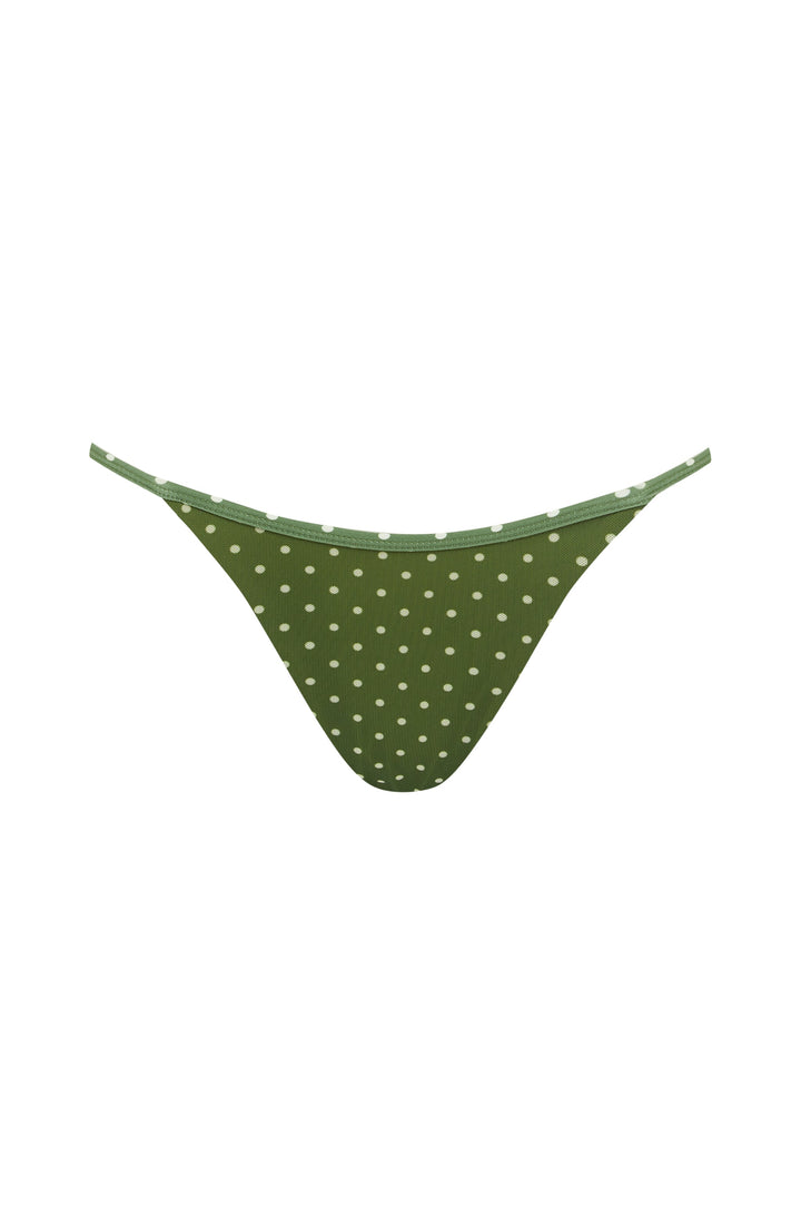 Yeşil Beyaz Puantiye Yüksek Bel Bikini Takımı