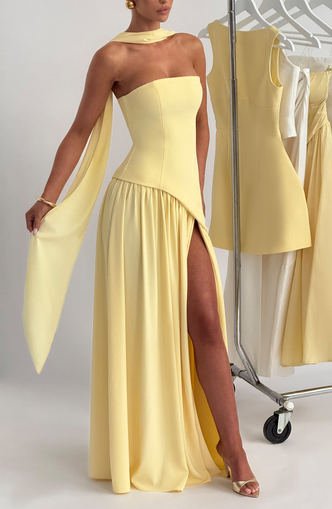 Limon Renkli Maliyah Maxi Elbise