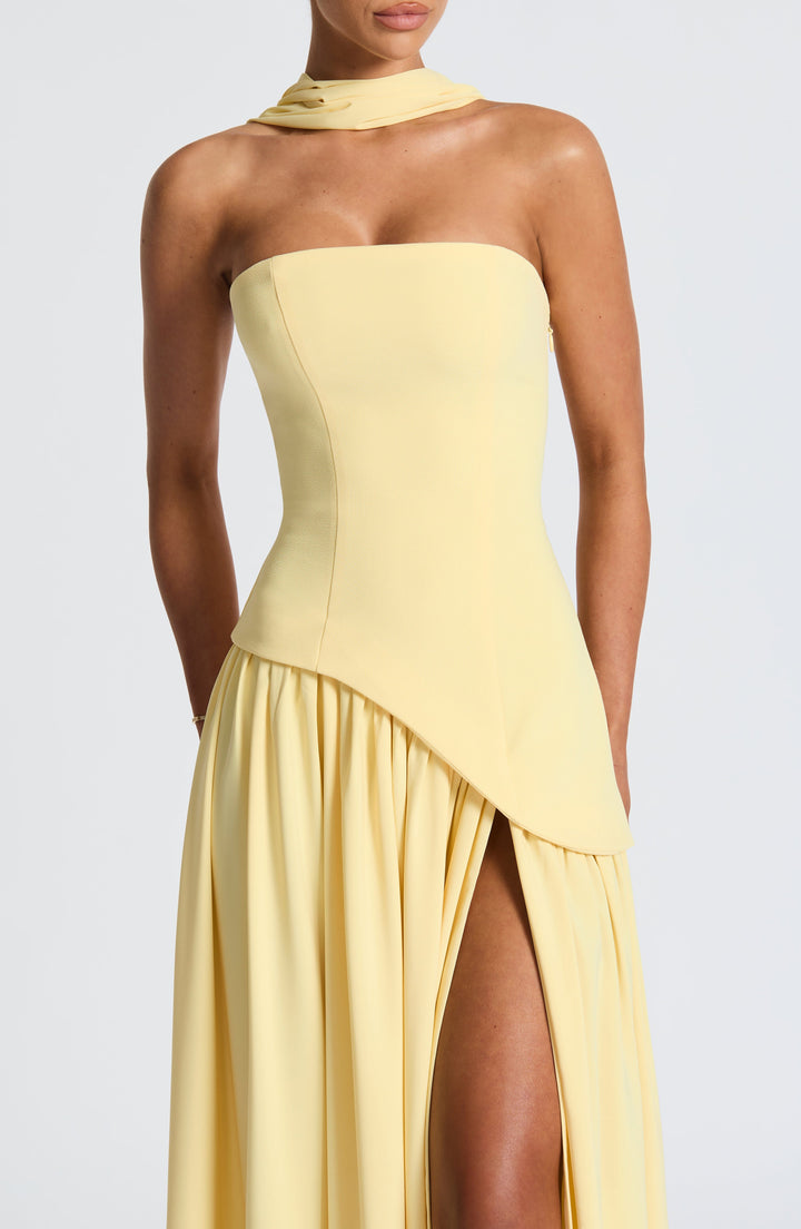 Limon Renkli Maliyah Maxi Elbise