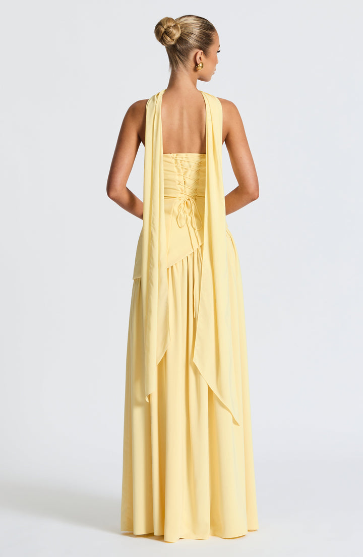 Limon Renkli Maliyah Maxi Elbise