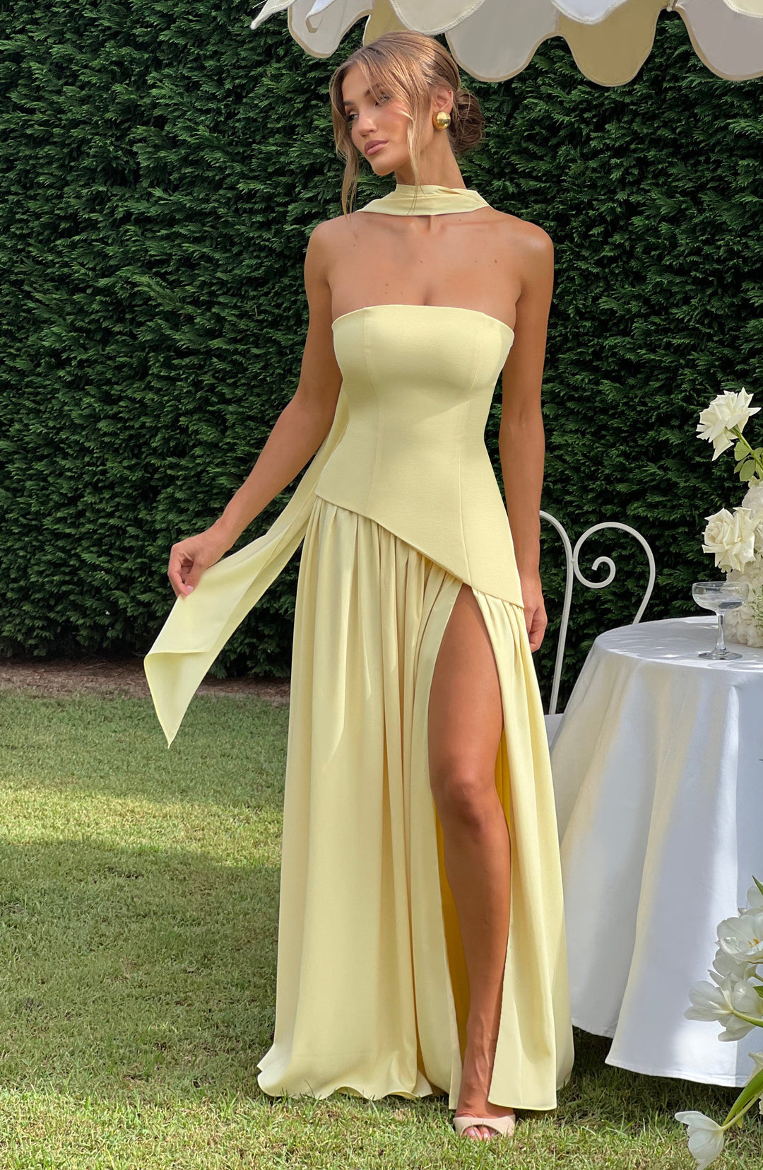 Limon Renkli Maliyah Maxi Elbise