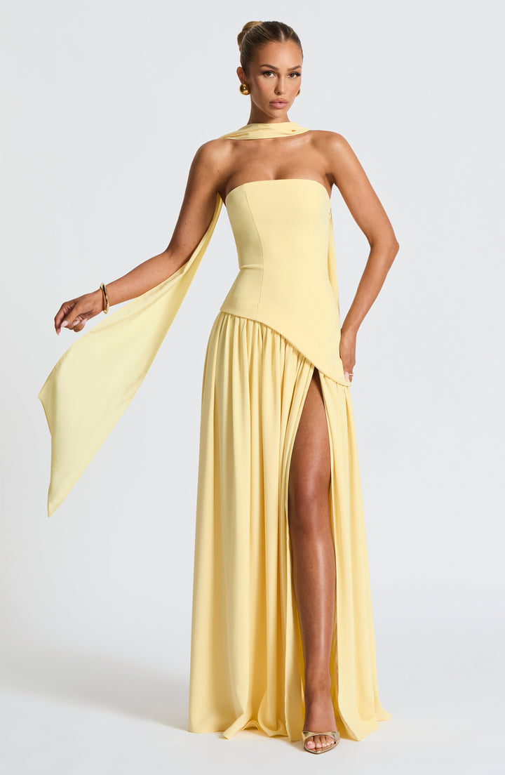 Limon Renkli Maliyah Maxi Elbise