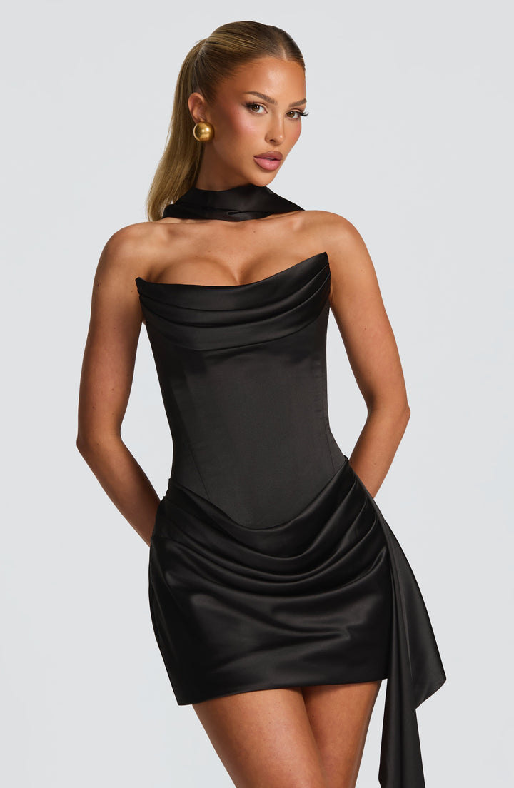 Siyah Mona Mini Elbise