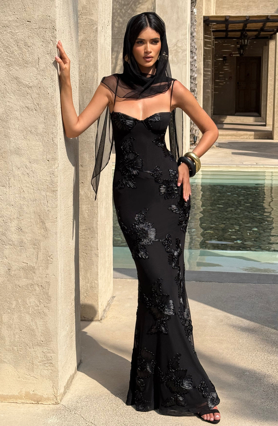 Nefertiti Siyah Maxi Elbise