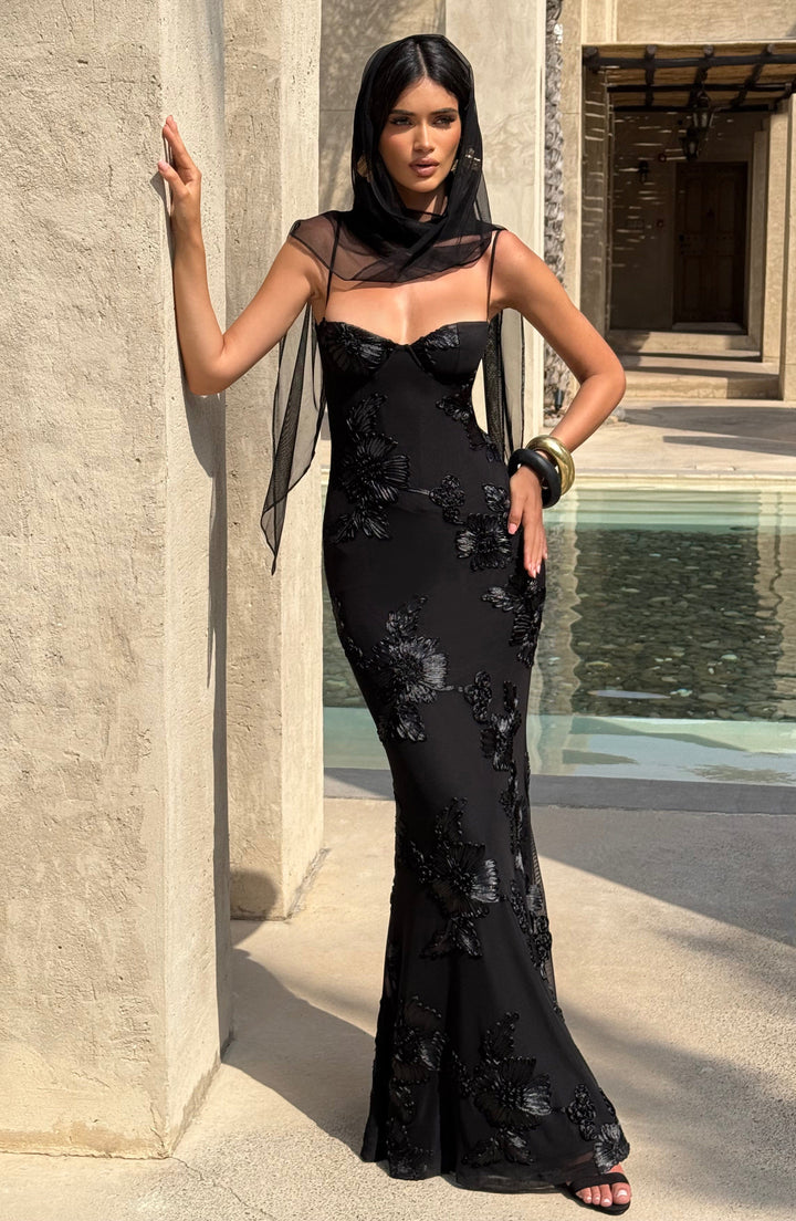Nefertiti Siyah Maxi Elbise