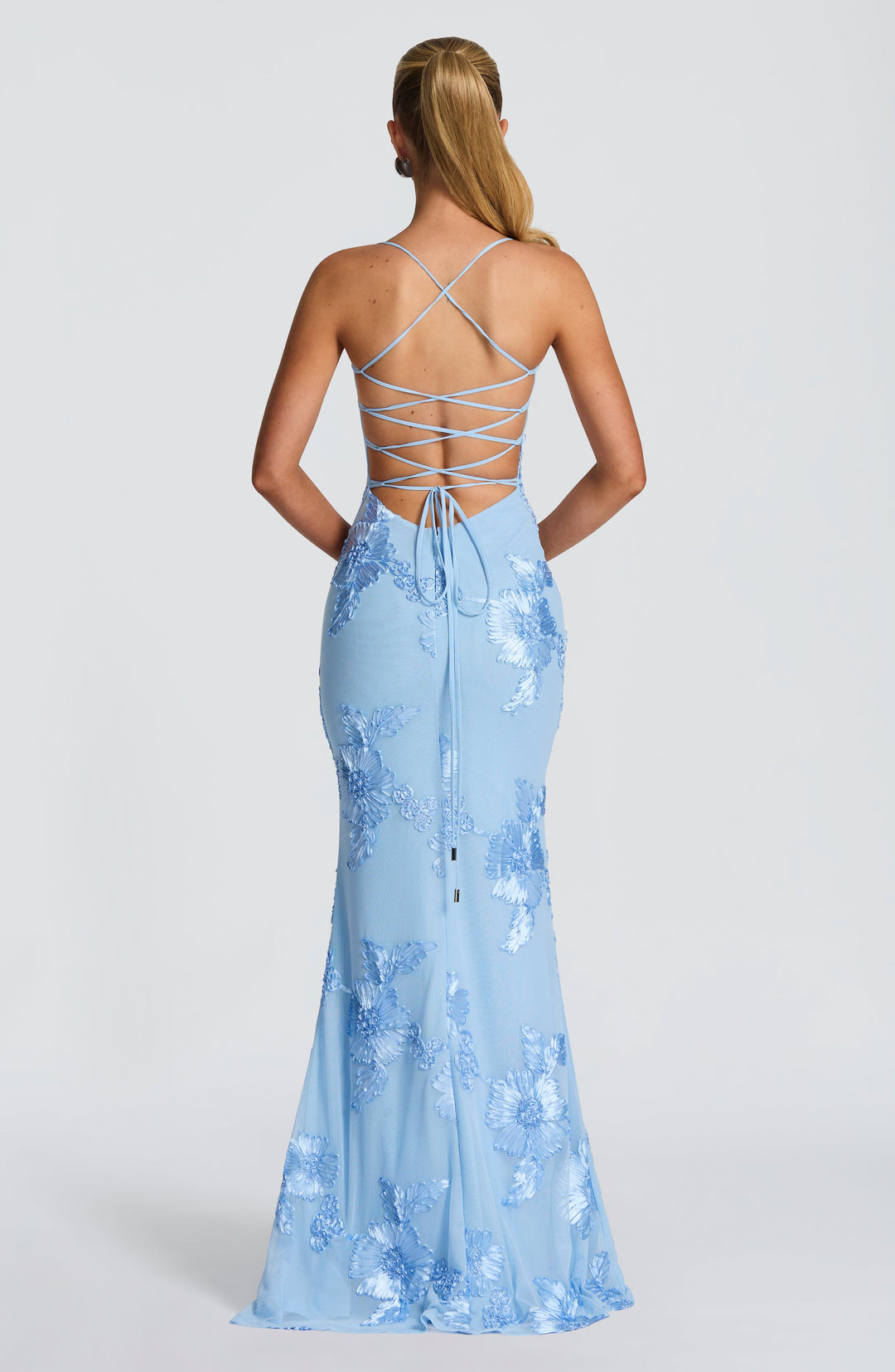 Buz Mavisi Nefertiti Maxi Elbise