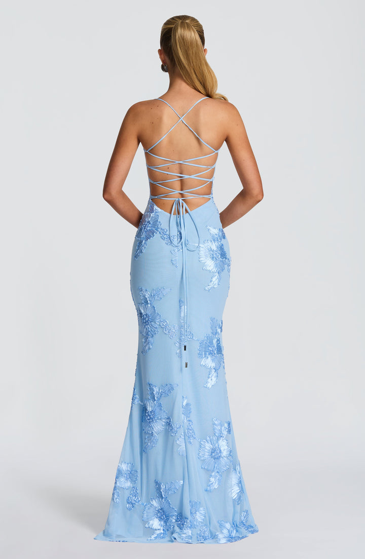 Buz Mavisi Nefertiti Maxi Elbise