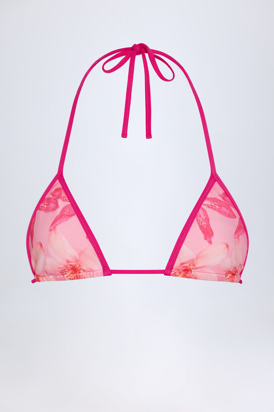Yüksek Bel Pembe Orkide Desenli Şık Bikini Takımı