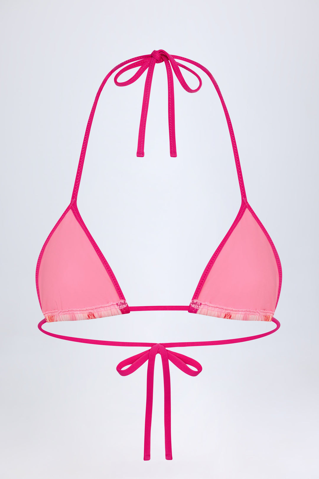 Yüksek Bel Pembe Orkide Desenli Şık Bikini Takımı