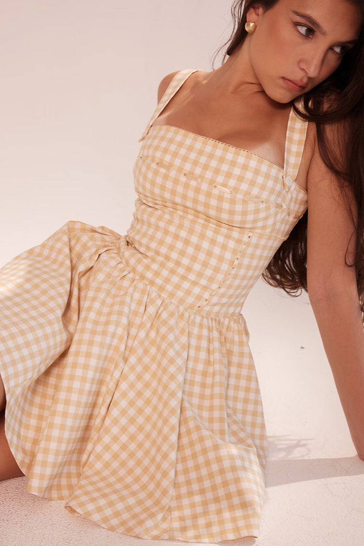 Retro Kare Yaka Fit &amp; Flare Mini Elbise