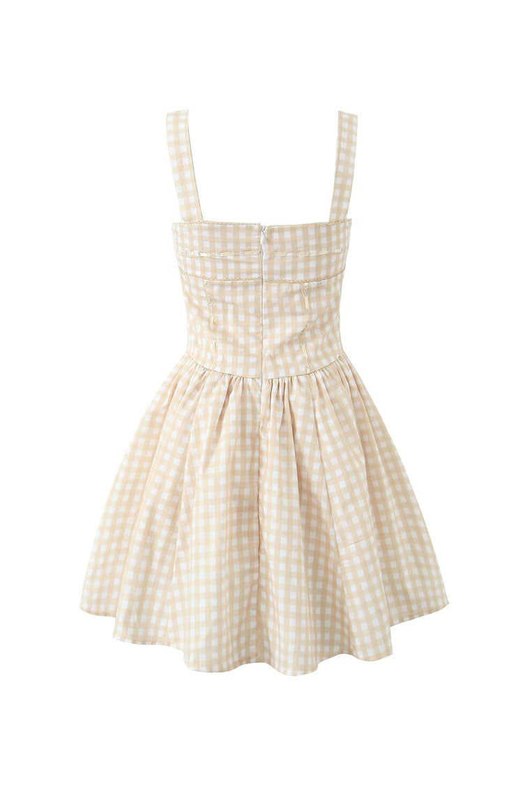 Retro Kare Yaka Fit &amp; Flare Mini Elbise