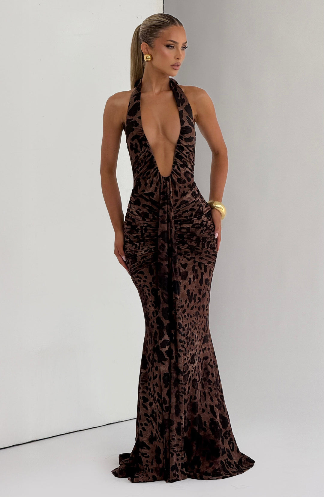 Leopar Desenli Rosetta Maxi Elbise