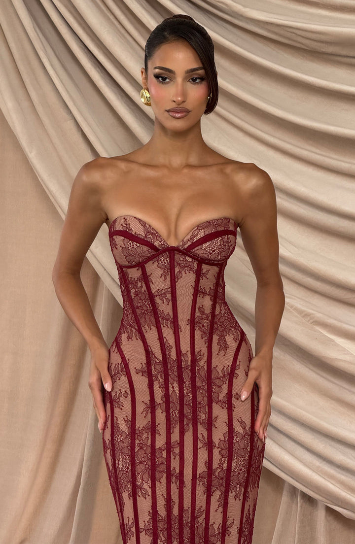 Bordo Sian Maxi Elbise