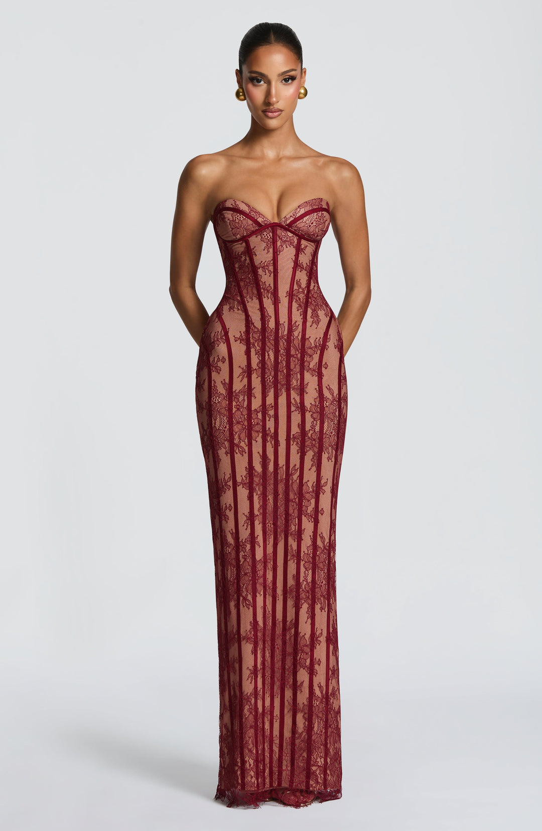 Bordo Sian Maxi Elbise