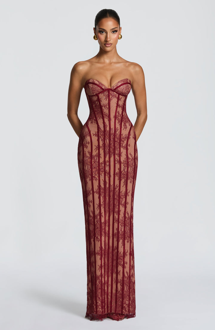Bordo Sian Maxi Elbise
