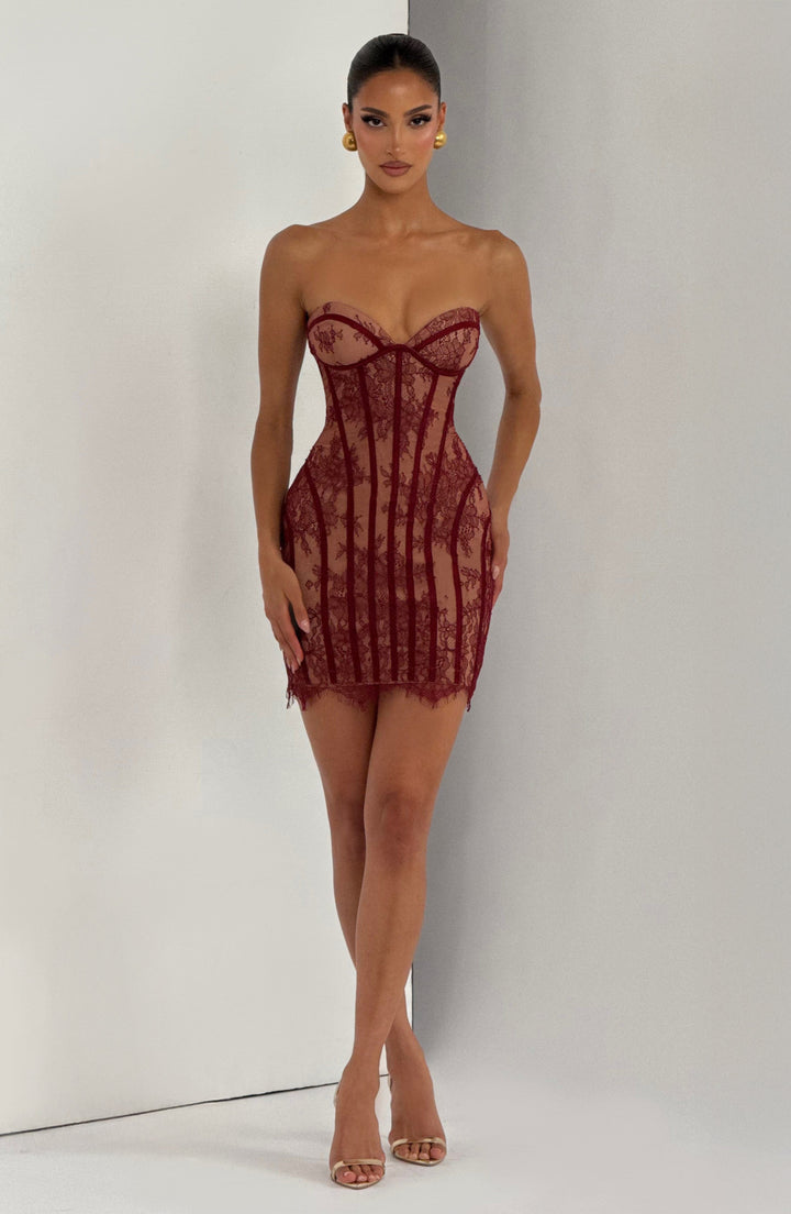 Bordo Sian Mini Elbise