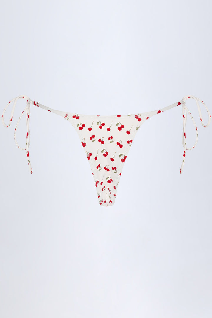 Kiraz Desenli Yüksek Bel Şık Bikini Takımı