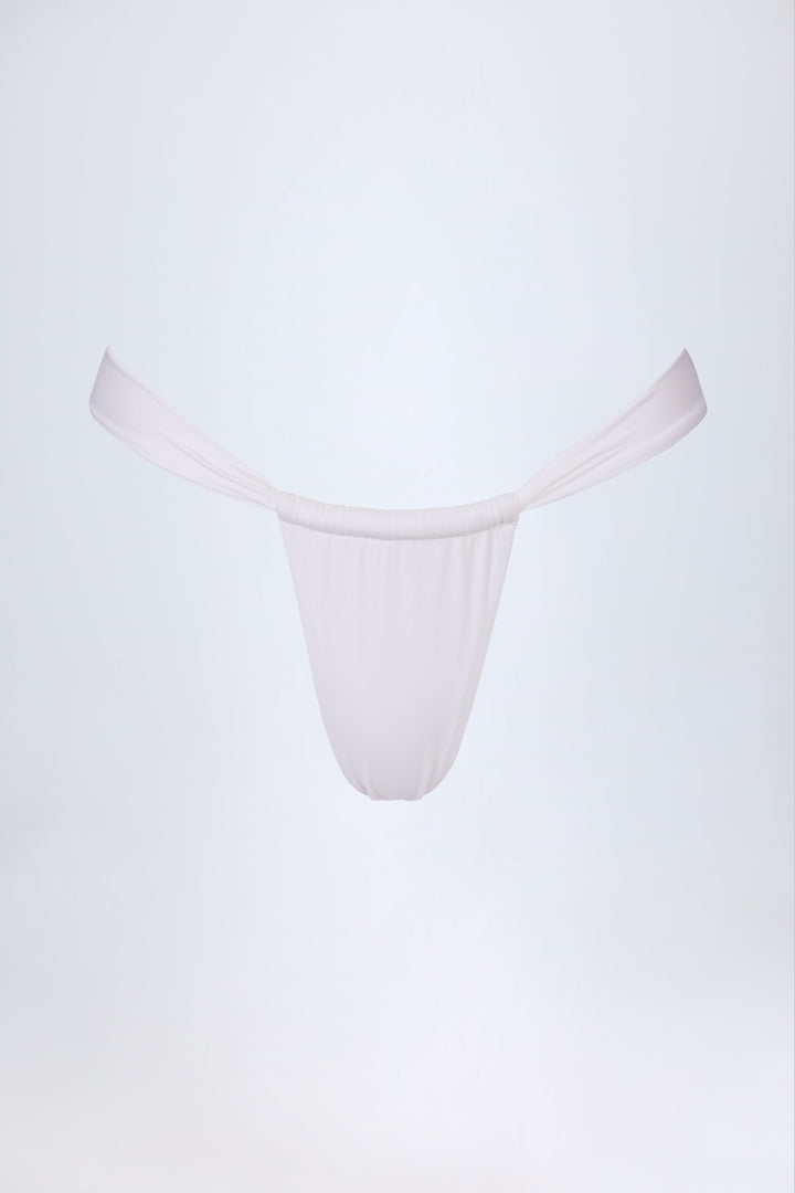 Yüksek Bel Beyaz Ruchesli Bikini Takımı