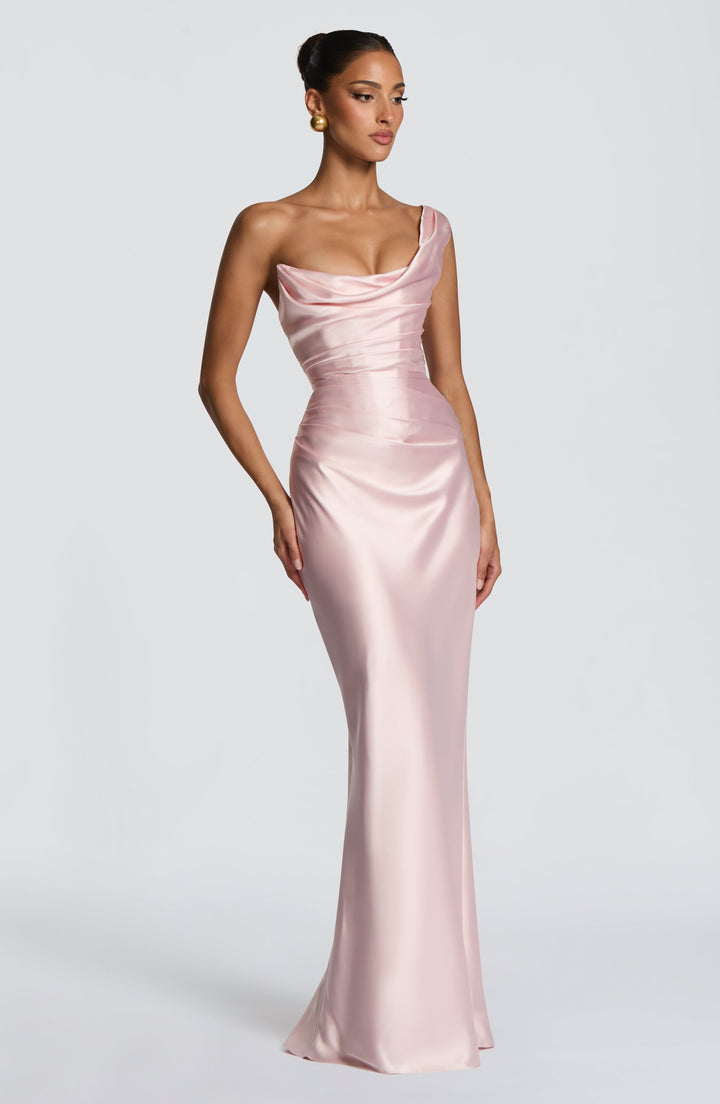 Thalassa Yüksek Bel Pembe Maxi Elbise