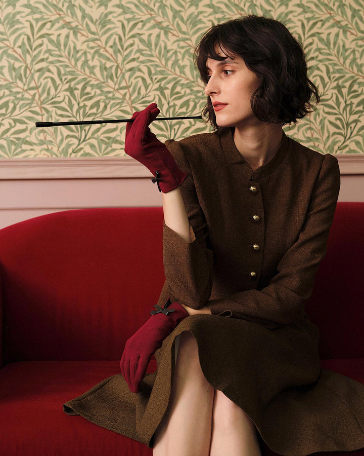 Yüksek Bel Klasik Retro Tek Düğmeli Tweed Ceket