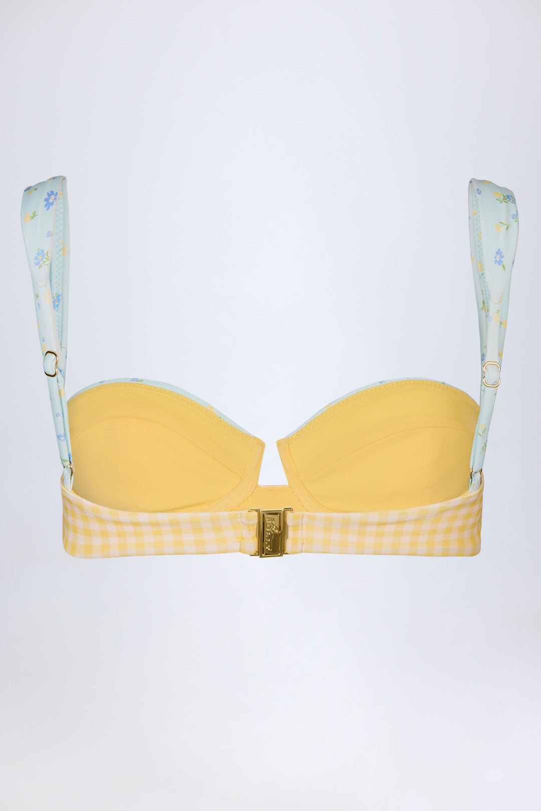 Yüksek Bel Sarı Kareli Destekli Bikini Takımı