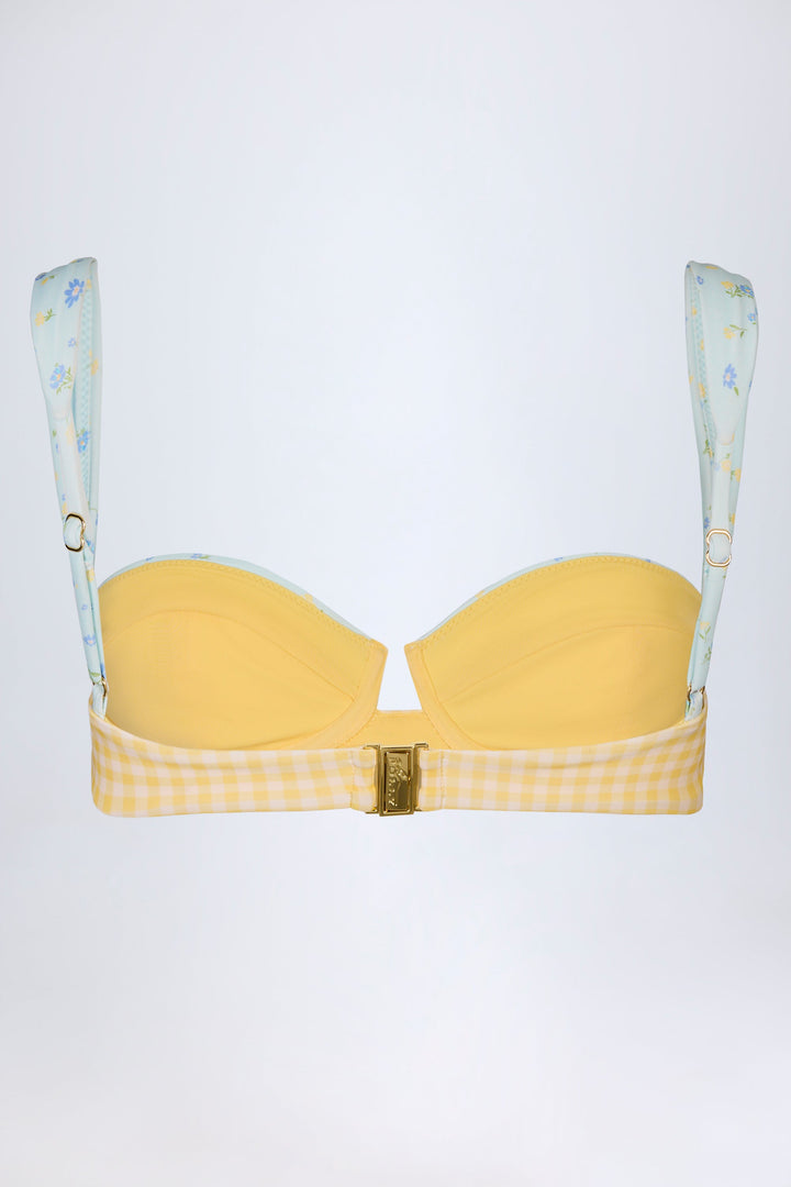 Yüksek Bel Sarı Kareli Destekli Bikini Takımı