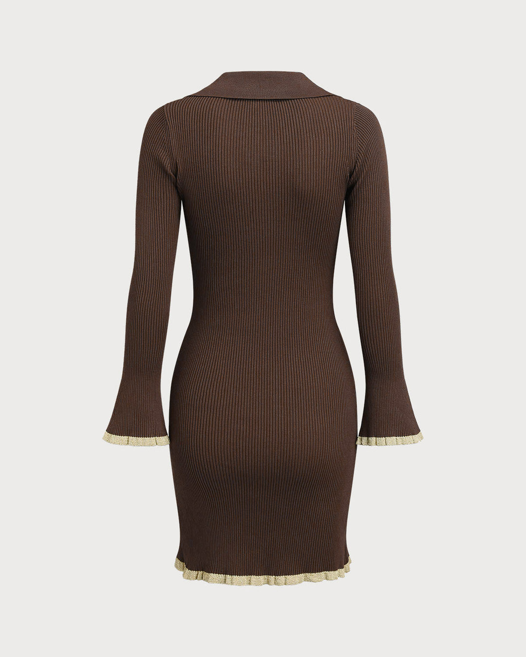 Yüksek Bel Kahverengi Bodycon Kazak Elbise
