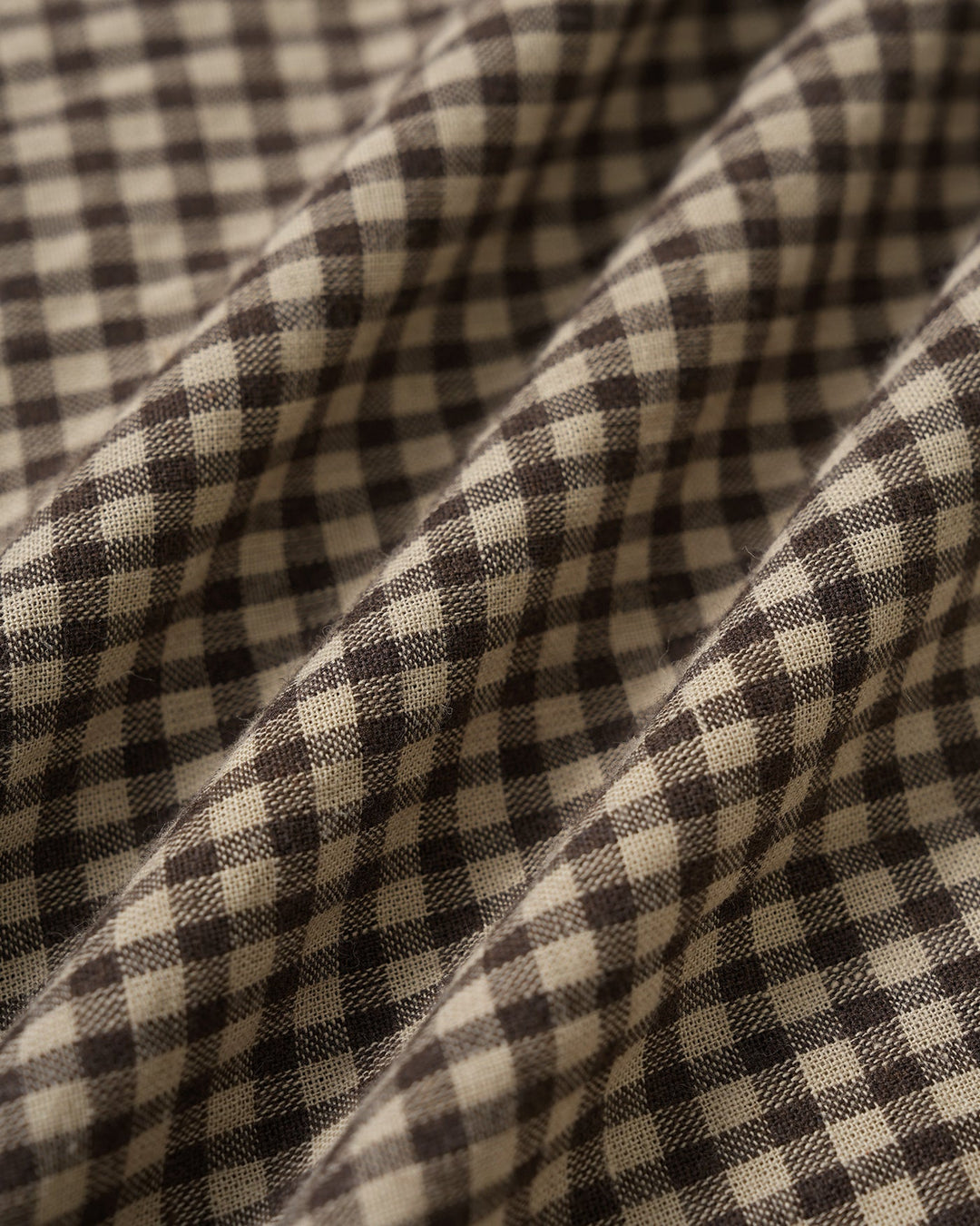 Yüksek Bel Kahverengi Gingham Pamuk Mini Elbise