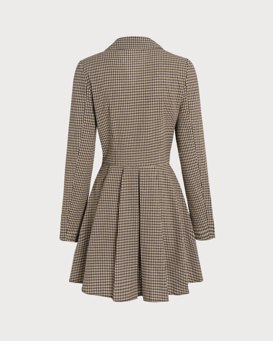 Yüksek Bel Kahverengi Gingham Pamuk Mini Elbise