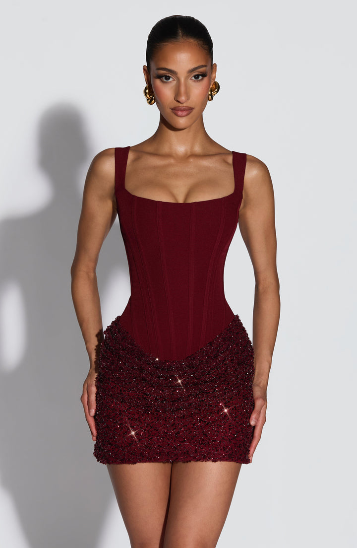 Bordo Yeona Mini Elbise