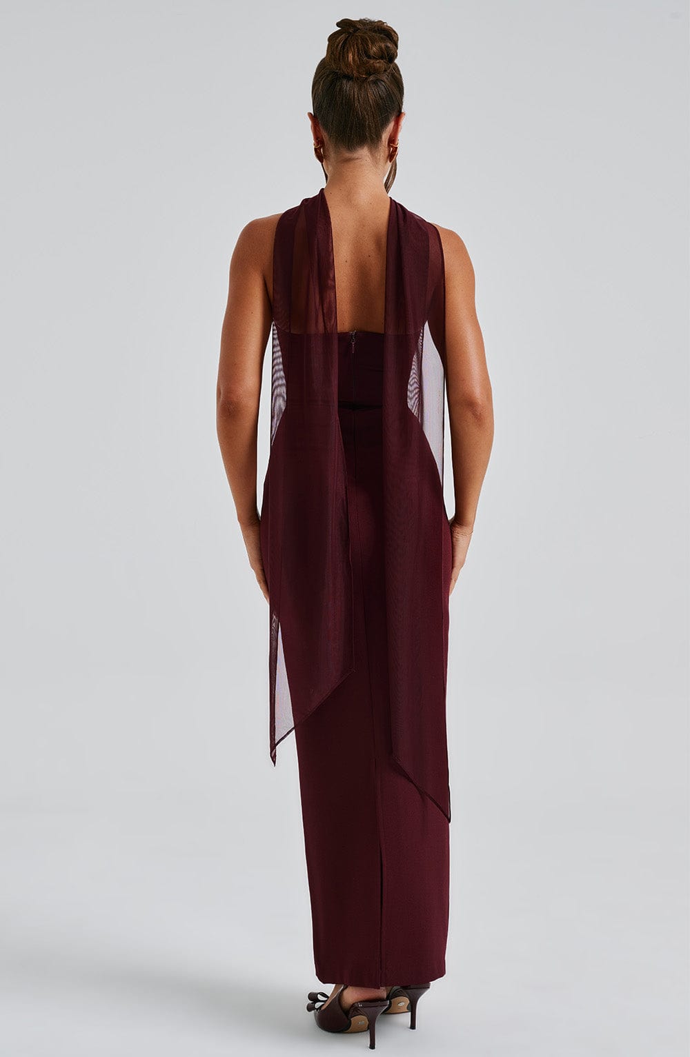 Yulia Maxi Elbise - Modern Kiraz Renkli
